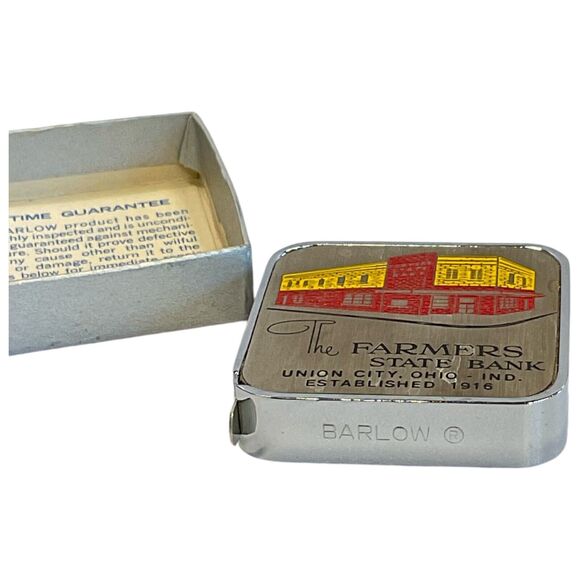 Barlow Advertising Tape Measure The Farmers State Bank Union City Indiana - Picture 4 of 6